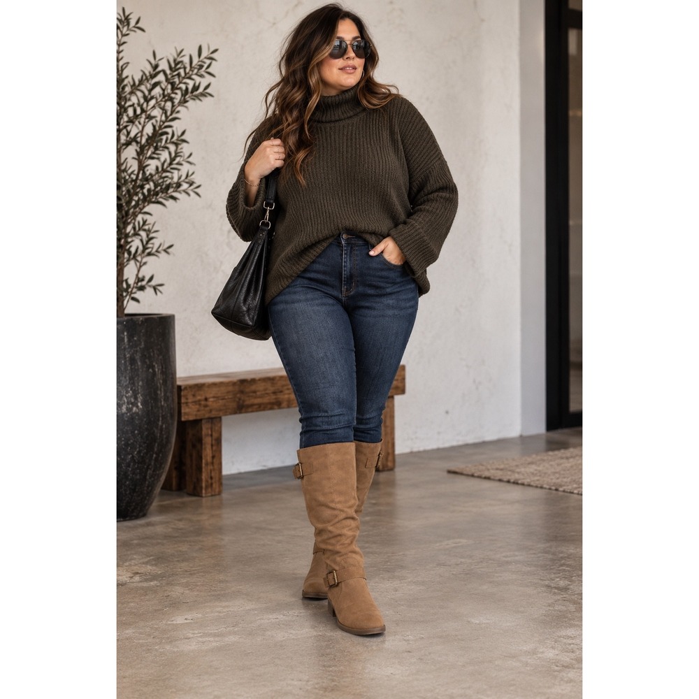 Torrid Brown Faux Suede Extra Wide Calf Knee High Boots 7.5WW 42930212